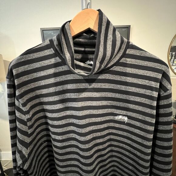 Stussy - Classic Stripe LS Turtleneck (#1140229) - Black, Grey - Picture 3 of 6